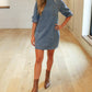 Lalavon - Denim Puff Sleeve Mini Dress