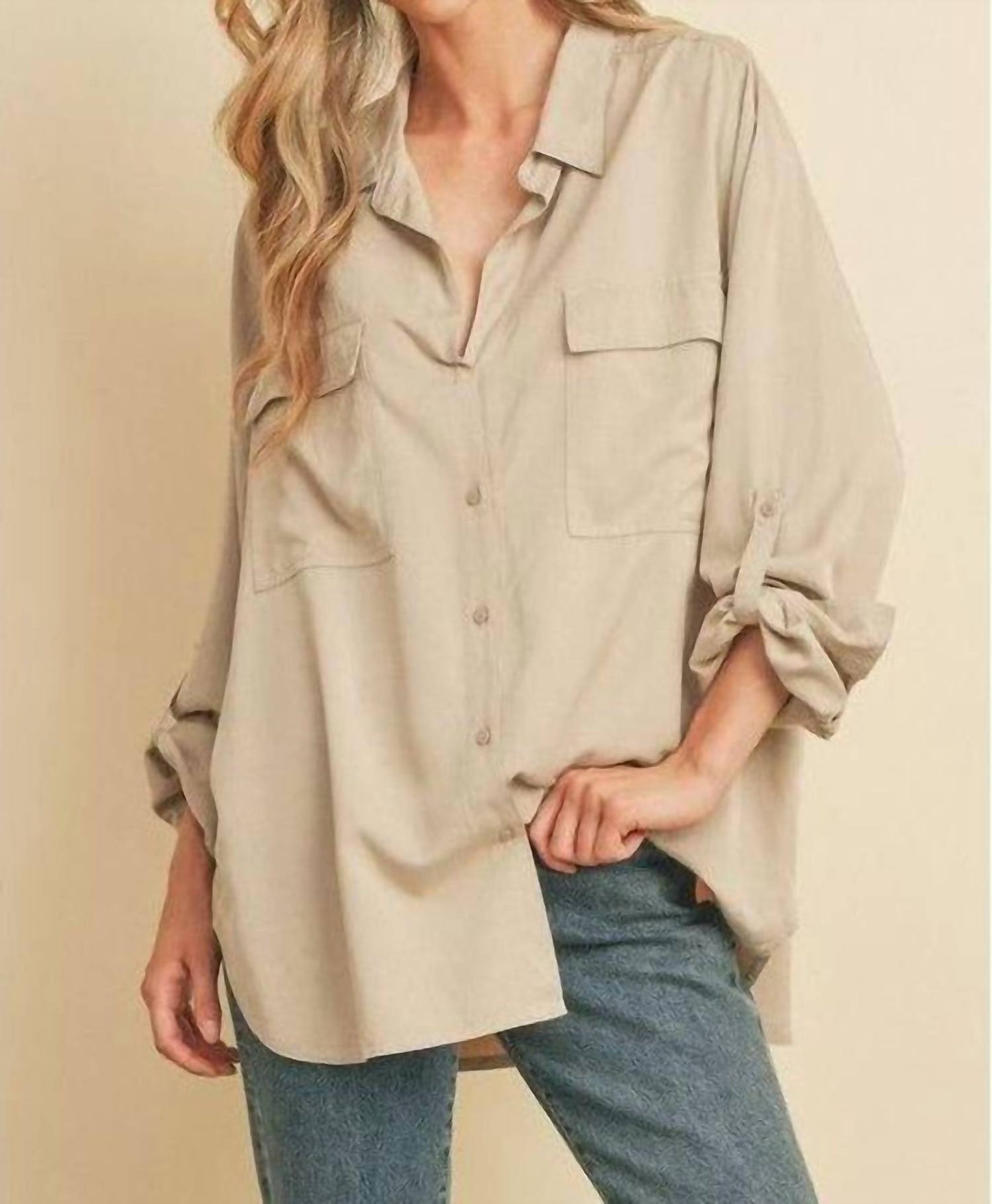 Dress Forum - Women's Tencel Oversized Button Down Shirt