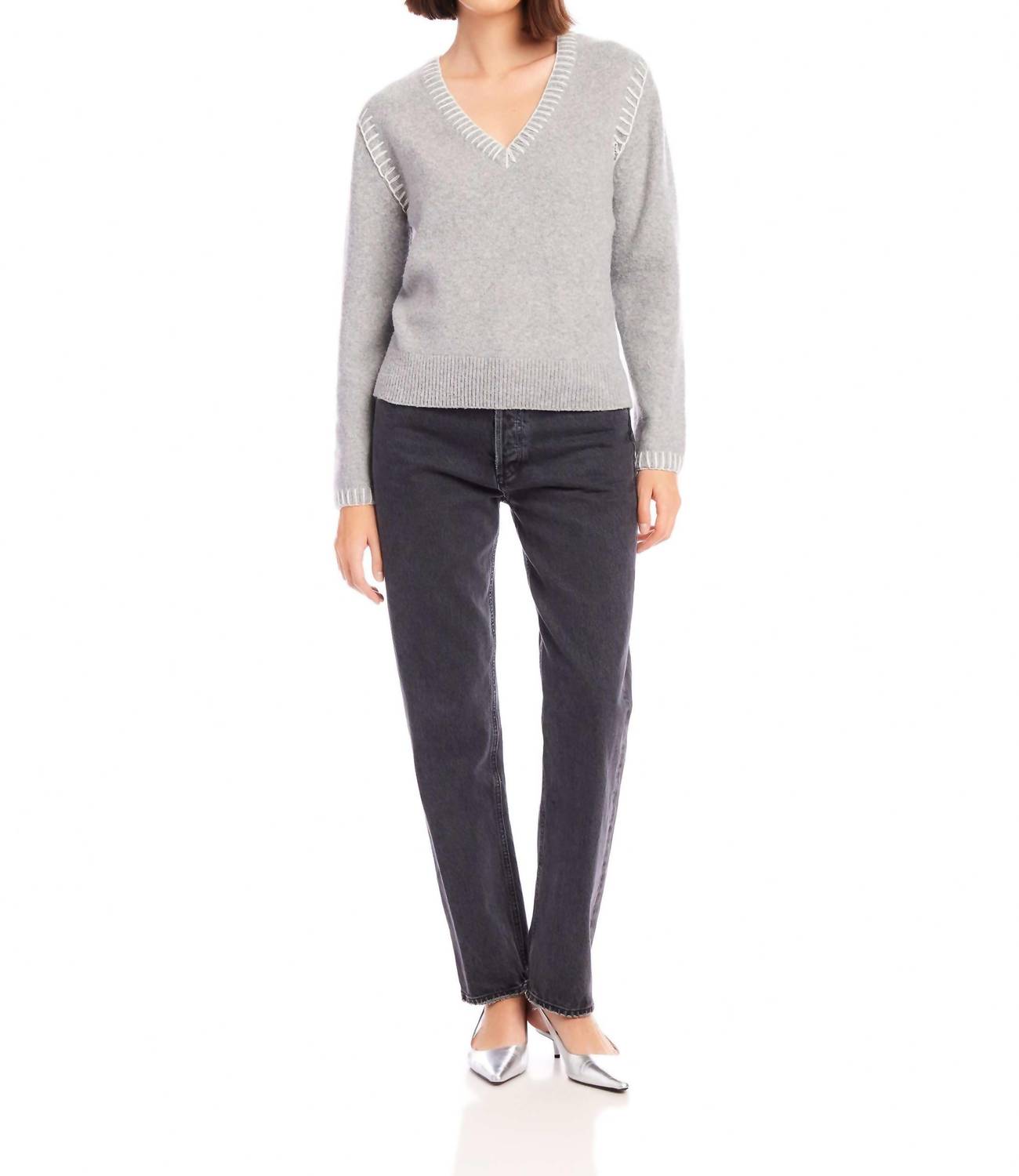 Fifteen Twenty - Ali Stitch V-neck Sweater