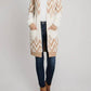 Allie Rose - Cozy Eyelash Chevron Open Cardigan With Pockets