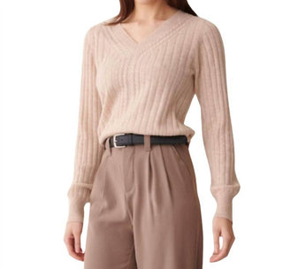 &amp;Isla - Blusa Luna com decote em V e acabamento canelado