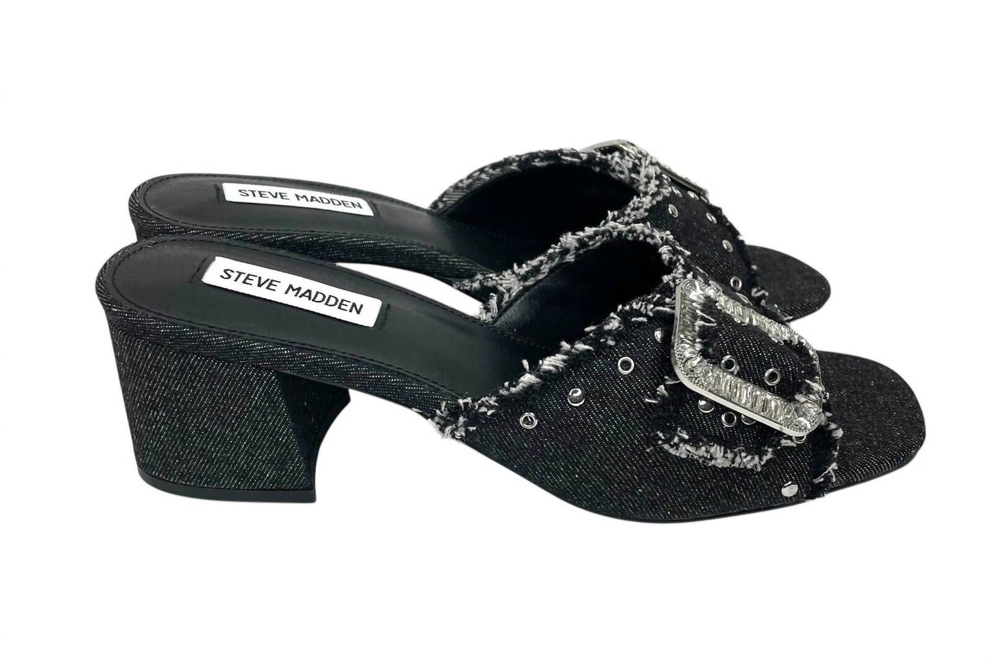 Steve Madden - Block Heel Studs Denim Sandals