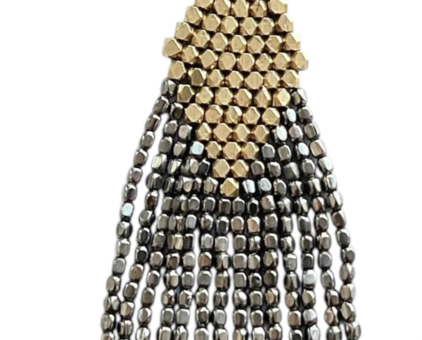 Baizaar - Women's Brass Beaded Diamond Fringe Earring