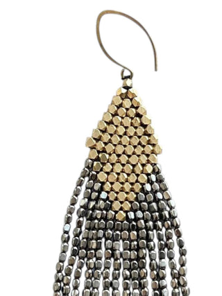 Baizaar - Brinco feminino com franjas de diamante e contas de latão