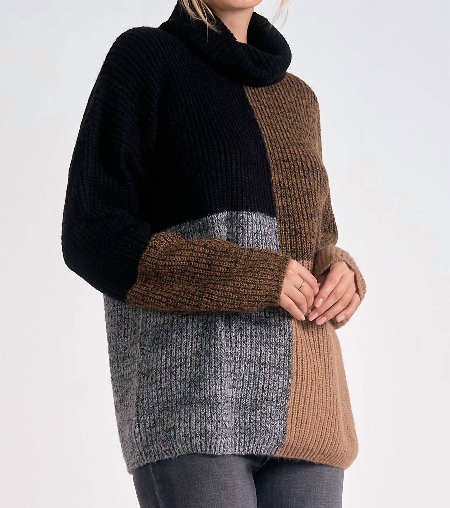 Elan - Turtleneck Colorblock Tunic