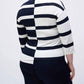 Joseph Ribkoff - Striped Sweater Knit V-neck Pullover