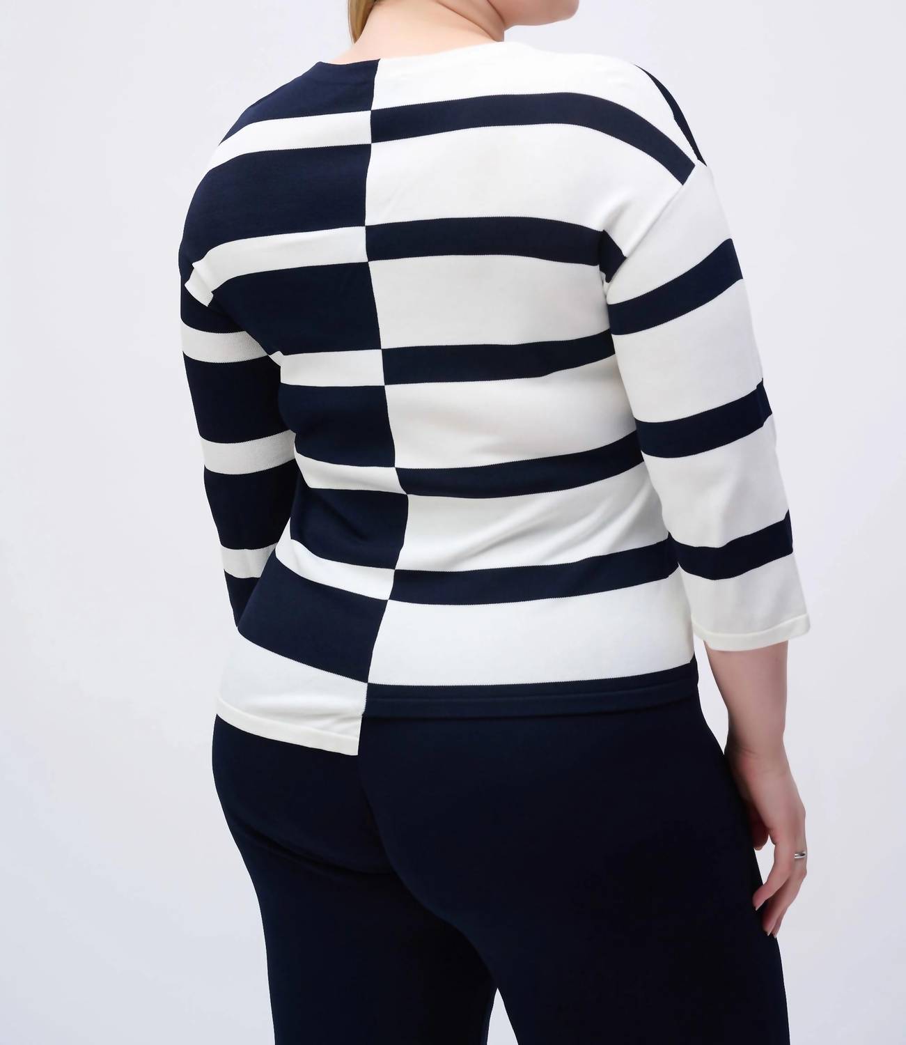 Joseph Ribkoff - Striped Sweater Knit V-neck Pullover