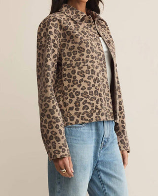Z Supply - Jaqueta jeans feminina Bel Air Leopard