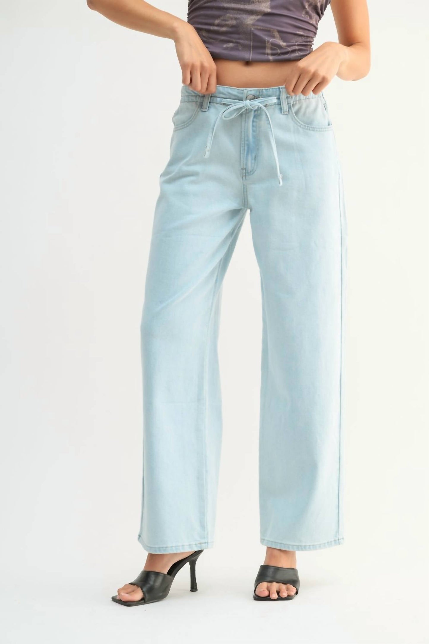 Just Black Denim - Kai Drawstring Wide Leg Denim Jeans