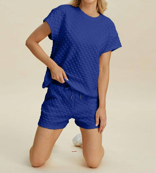 Double Take - Conjunto de camiseta e shorts com textura elegante
