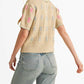 &Merci - Hand Embroidered Short Sleeve Button Down Sweater