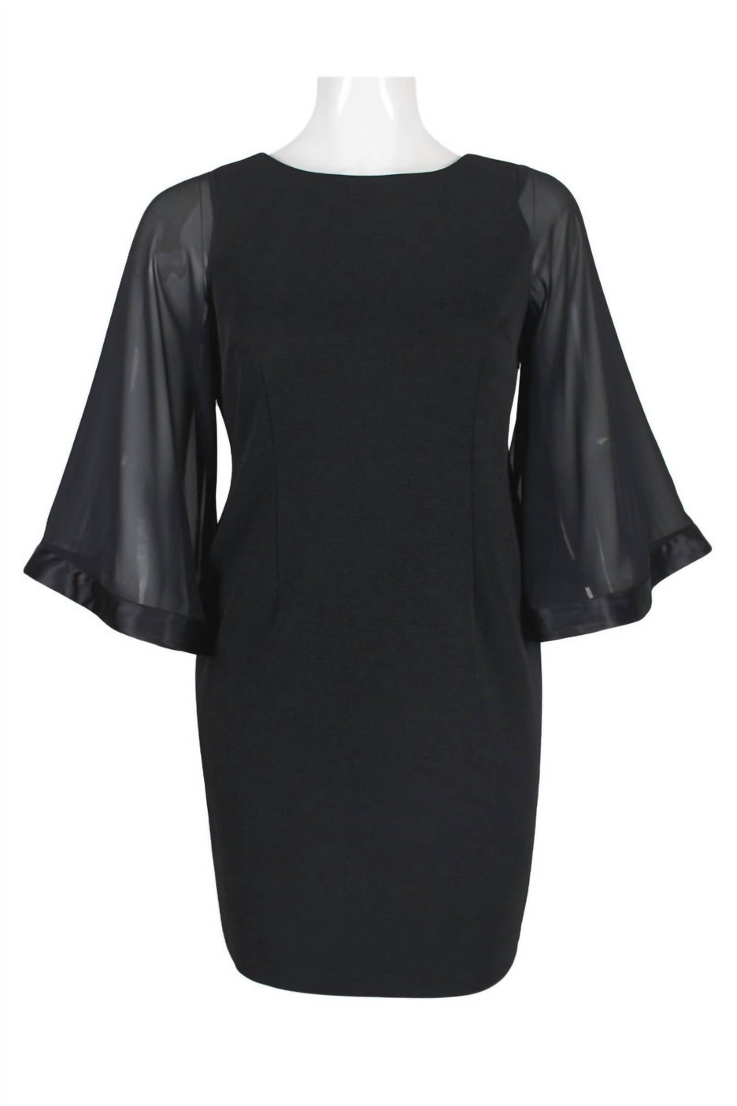 Adrianna Papell - Long Sleeve Zipper Back Solid Ottoman Chiffon Dress - Plus