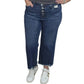 Judy Blue - Women's High Waist Button Fly Distressed Hem Crop Jeans