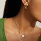 Eklexic - Women's Mother Of Pearl Pendant With Cubic Zirconia Center Stone Necklace