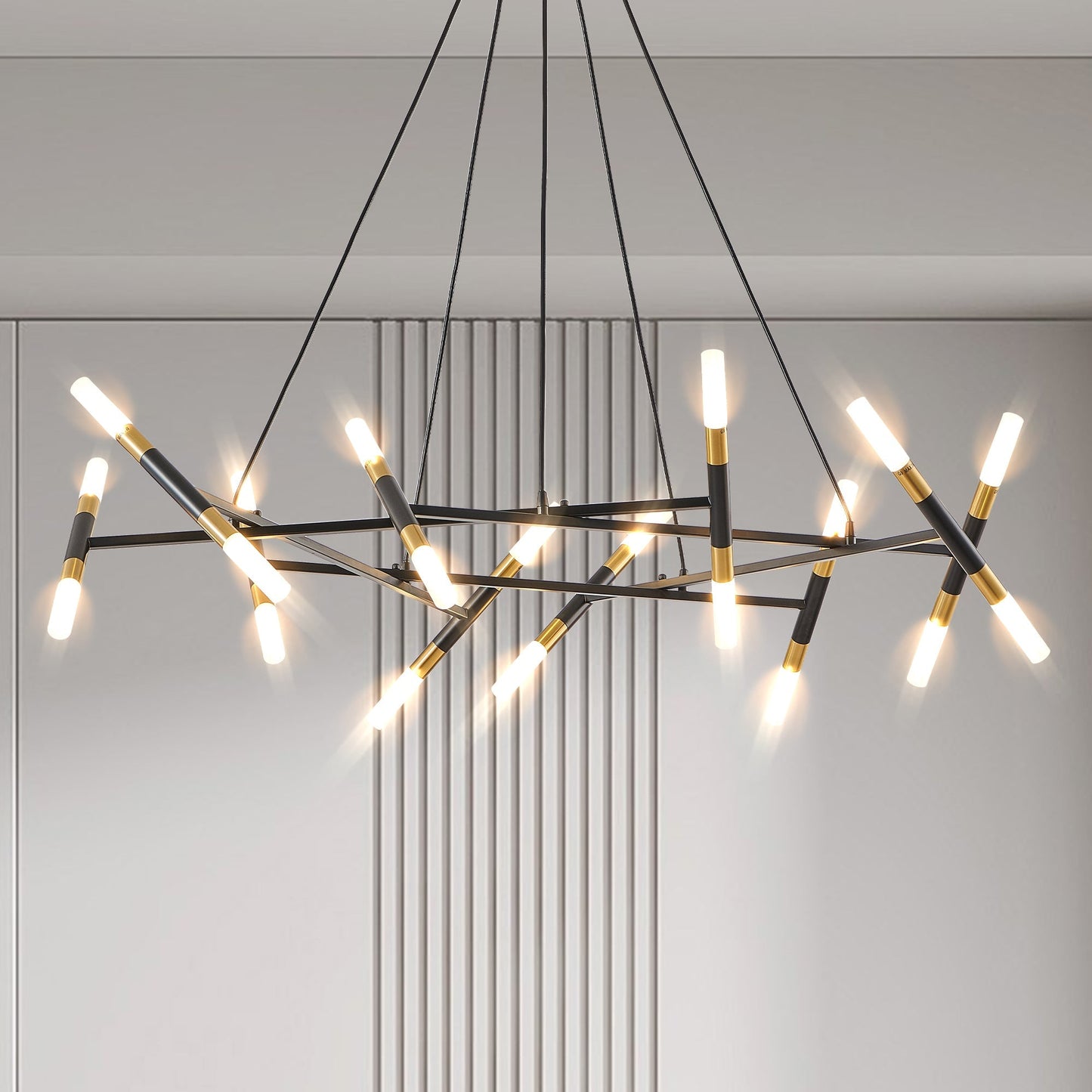 41'' Black & Gold Modern Chandelier Light Fixture