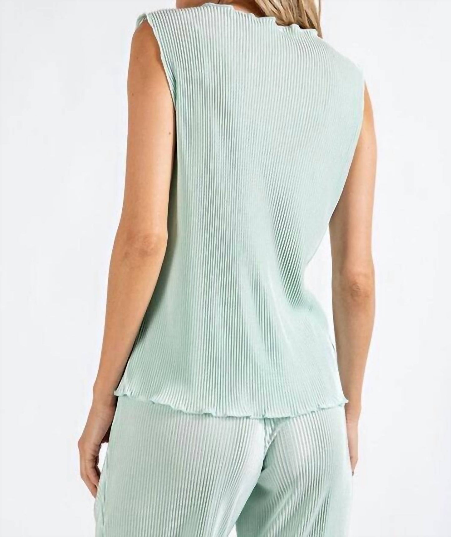 143 Story - Peyton Pleated Sleeveless High Neck Top