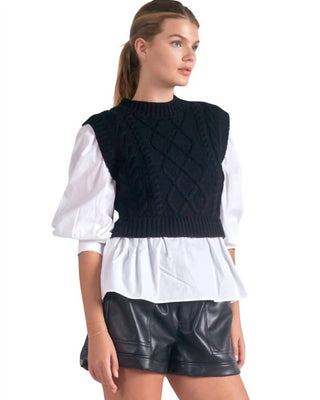 Elan - Camisa em camadas, colete e top