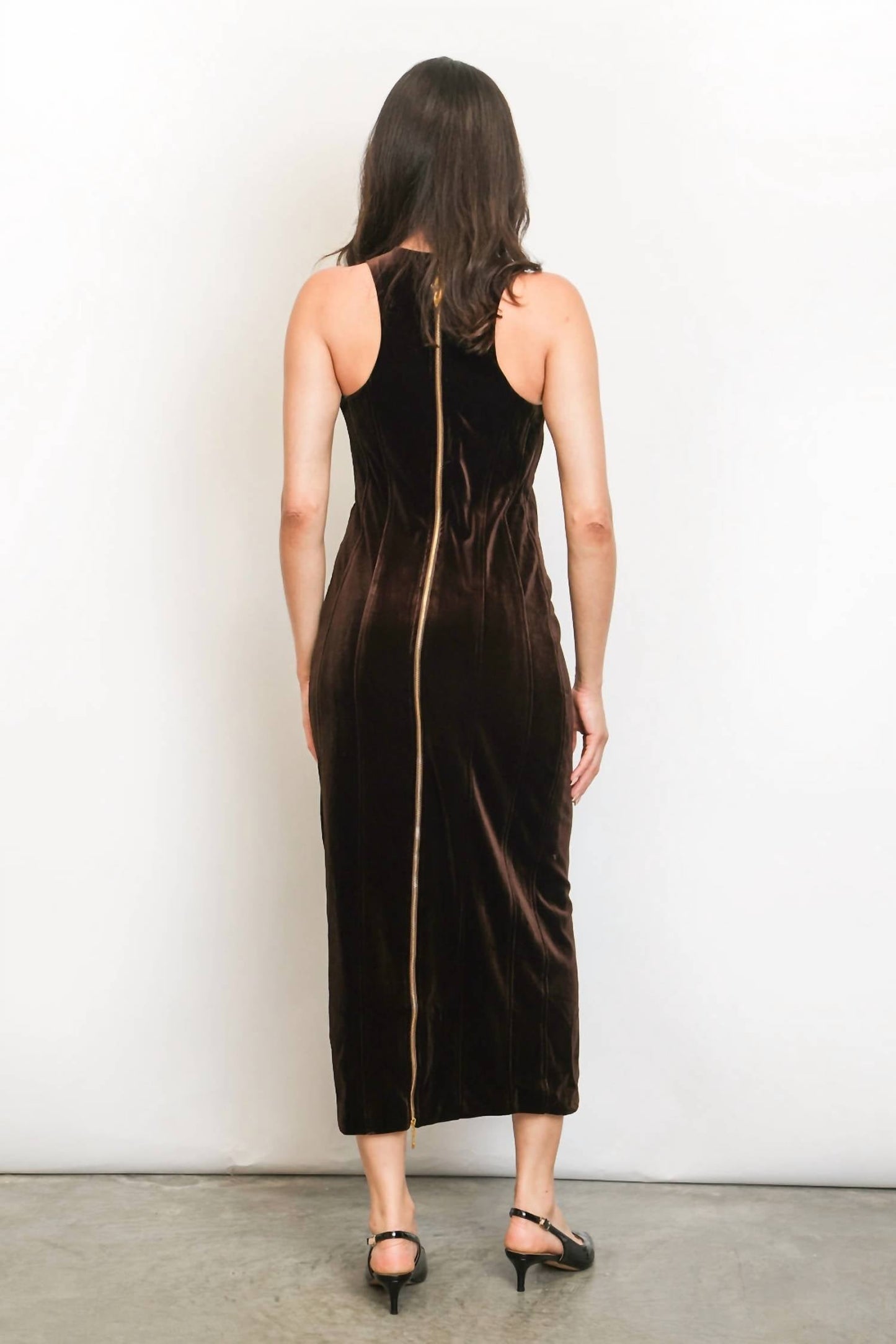 Beulahstyle - Hunter Embellished Keyhole Sleeveless Velvet Maxi Dress