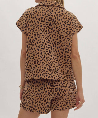 Entro - Animal Print Half Zip Top