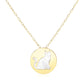 14k Yellow Gold Necklace with Cat Symbol in Mother of Pearl