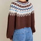 Le Lis - Raglan Sleeve Fairisle Sweater Cardigan