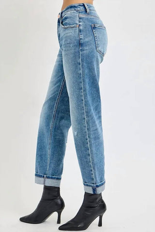 Trendsi - Women's Risen Full Size High Rise Ankle Boyfriend Distressed Jeans Plus Size