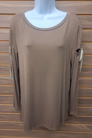 A.Gain - Blusa feminina de manga comprida com renda e gola redonda