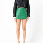 Endless Rose - Green Faux Leather Front Slits Skort