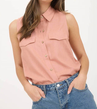 Blu Pepper - Camisa sem mangas com botões e gola