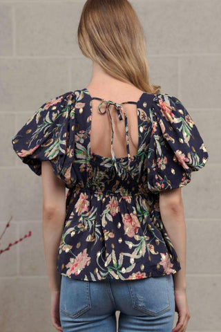Coletivo Rack - Blusa Floral Bufante com Botões