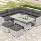 Outdoor Furniture Set Patio Rattan with Recliners and Tables