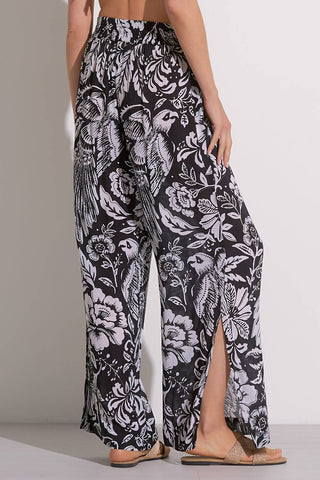 Elan - Calça larga com estampa floral das Maldivas