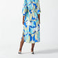Joseph Ribkoff - Leaf Print Waist Tie Midi Shirt Dress