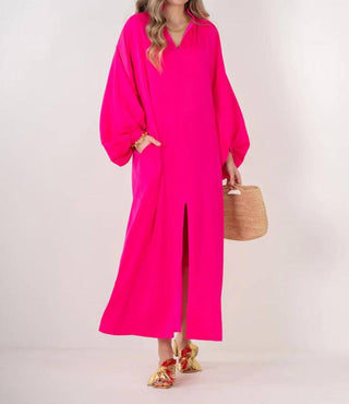 Emily Mccarthy - Women's Fiona Solid Front Slit Dress