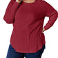 Basic Bae - Chic Ribbed Round Neck Slit Tee