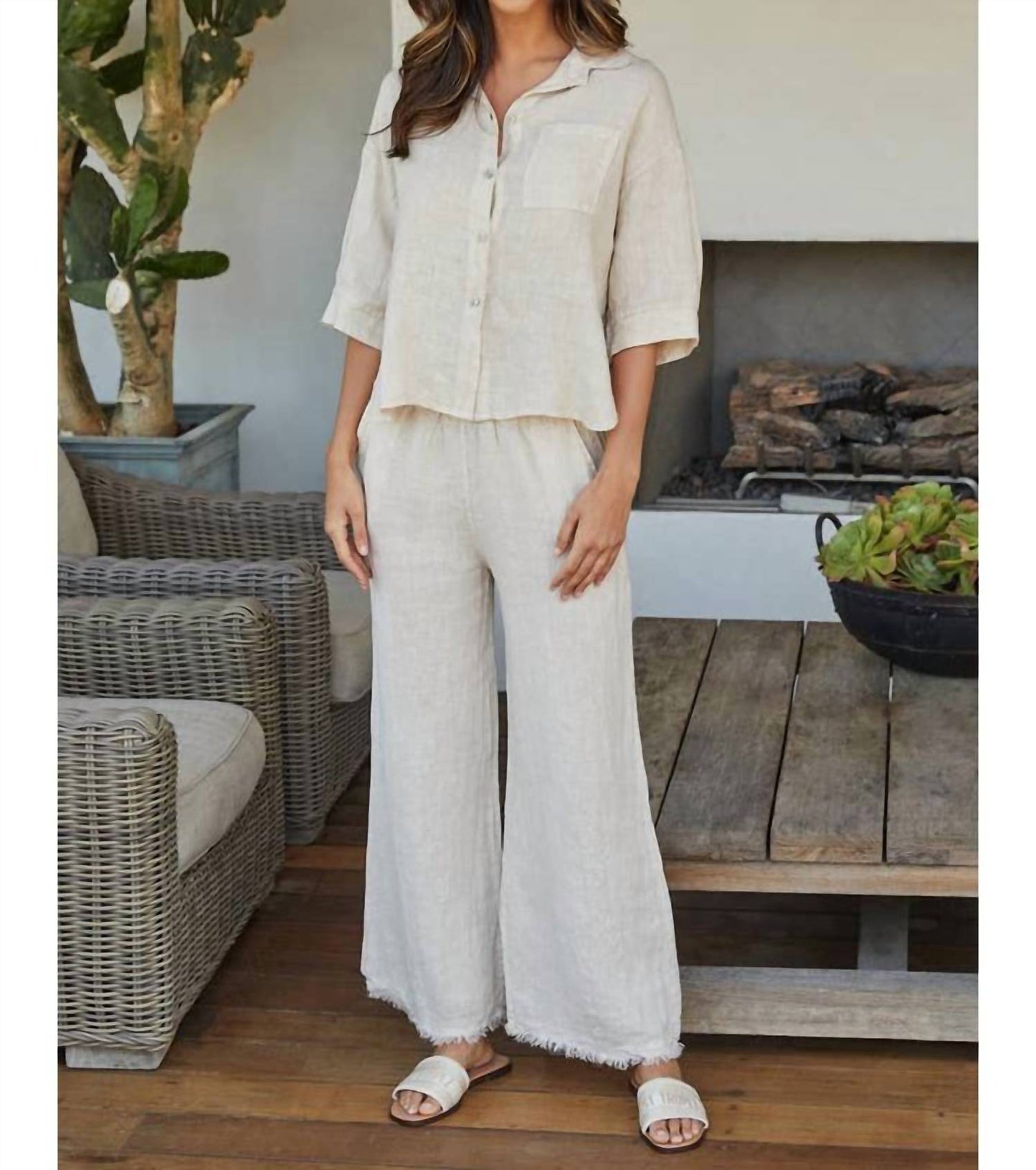 Milio Milano - Linen pant fringe hem