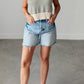 Bayeas - Bella High Rise Button Fly Distressed Denim Shorts