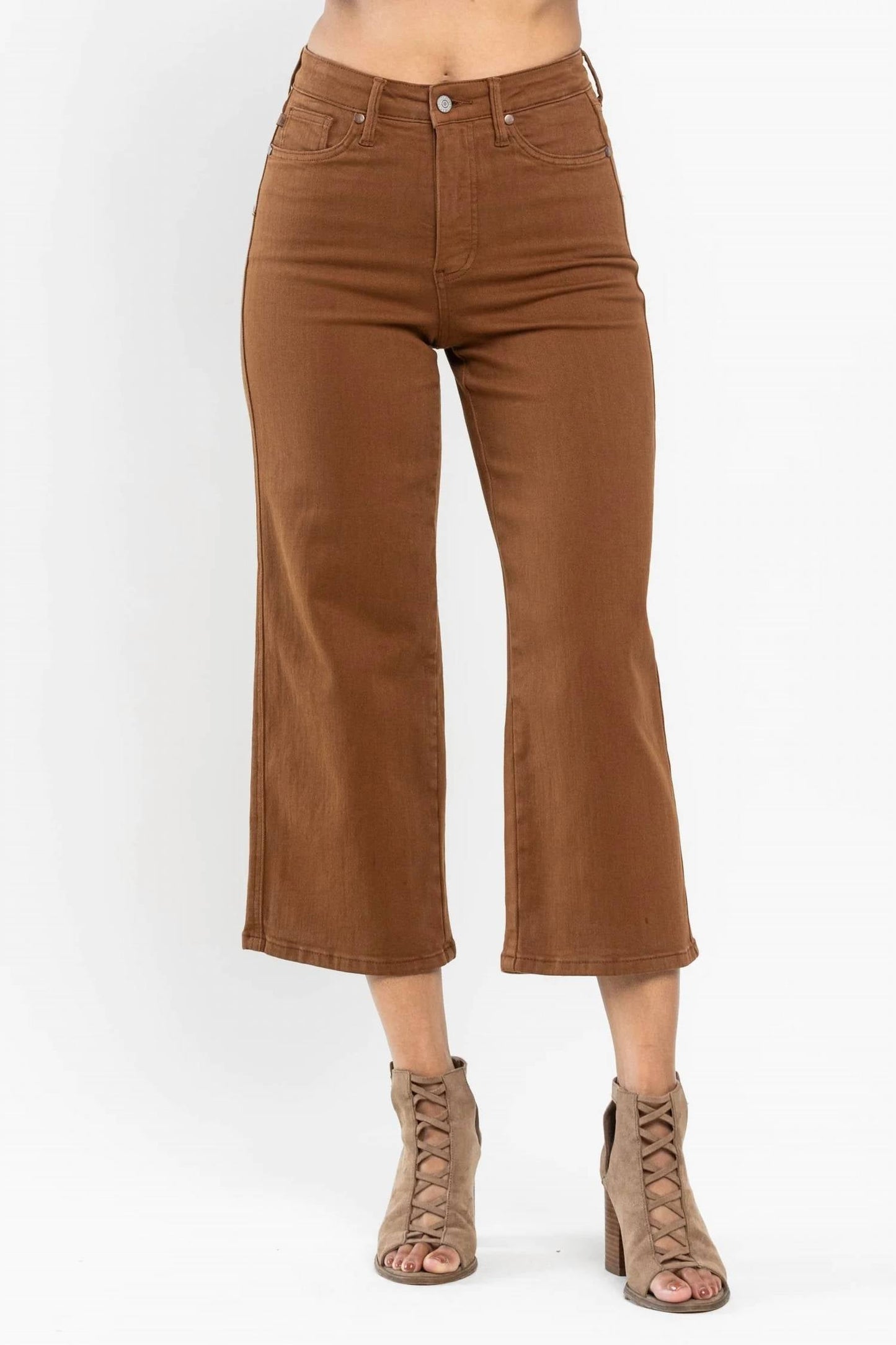 Judy Blue - High Waist Tummy Control Garment Dyed Wide Crop Jeans