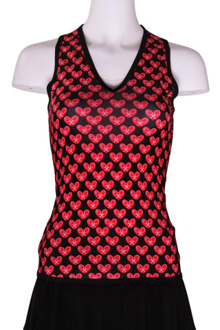 Love Love Tennis - Camiseta regata feminina com estampa de coração