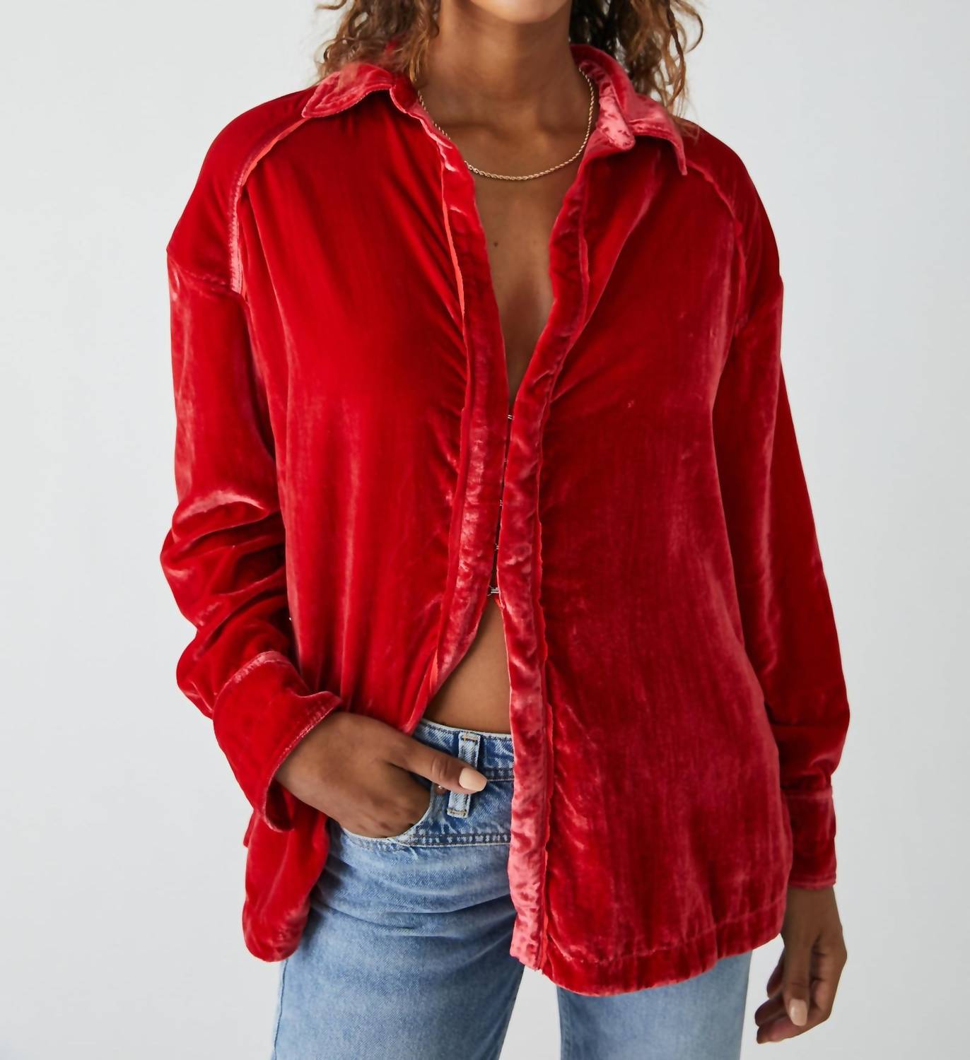 Free People - Marianne Velvet Long Sleeve Shirt