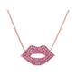 Diana M Jewels - 0.60 Cts Rubies Pave Lips Necklace