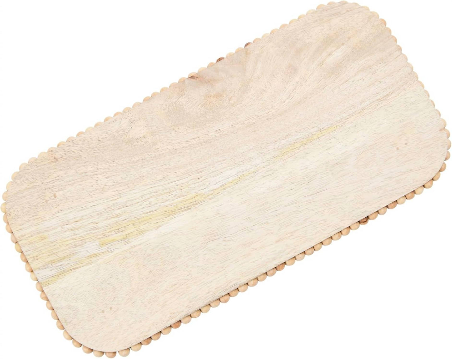 Creative Co-Op - Mango Wood Pedestal With Wood Beads Serving Tray