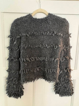 Alysi - Women's Maglia Fringes Tricot Girocoll Top