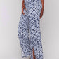 Charlie B - Front Slits Printed Wide Leg Pants