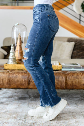 Judy Blue - High Contrast Slim Bootcut Destroyed Jeans