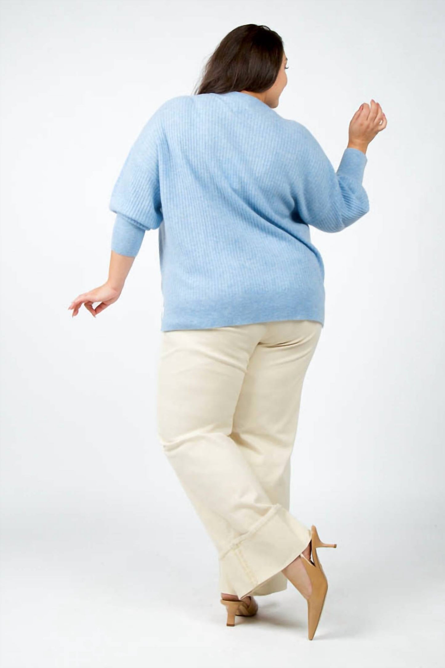 Estheme - Dolman Cashmere Long Sleeve Sweater - Plus