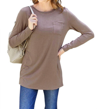 Basic Bae - Blusa de manga comprida luxuosa com bolsos