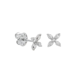 Diana M Jewels - Brincos de diamante com flor de 0,34 cts