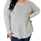 Basic Bae - Chic Ribbed Round Neck Slit Tee