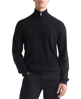 Calvin Klein - Suéter com zíper em mistura de lã merino fina e 1/4